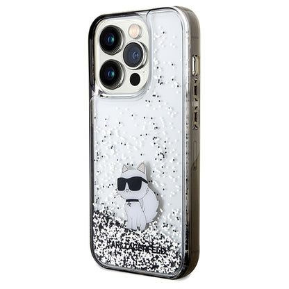 Custodia per Apple iPhone 14 Pro Max, Karl Lagerfeld, Liquid Glitter Choupette, Trasparente