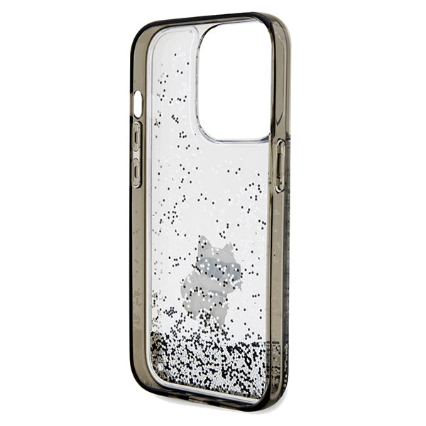Custodia per Apple iPhone 14 Pro Max, Karl Lagerfeld, Liquid Glitter Choupette, Trasparente