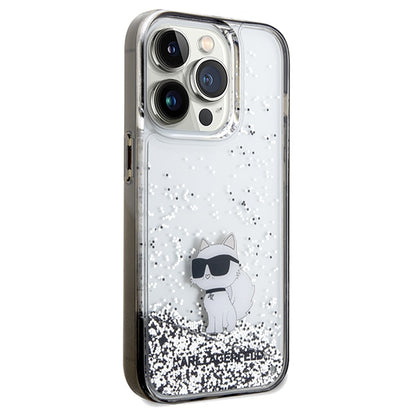 Custodia per Apple iPhone 14 Pro Max, Karl Lagerfeld, Liquid Glitter Choupette, Trasparente