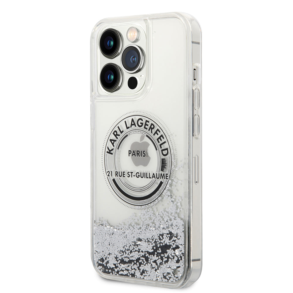 Case for Apple iPhone 14 Pro Max, Karl Lagerfeld, Liquid Glitter RSG, Silver