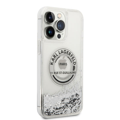Case for Apple iPhone 14 Pro Max, Karl Lagerfeld, Liquid Glitter RSG, Silver