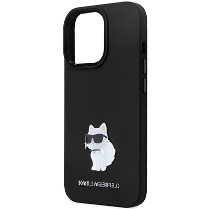 Case for Apple iPhone 14 Pro Max, Karl Lagerfeld, Silicone Choupette Metal, Black