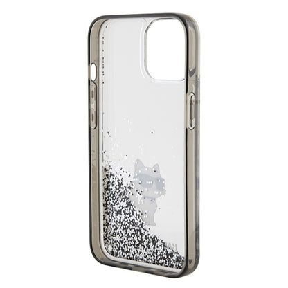Case for Apple iPhone 15 / 14 / 13, Karl Lagerfeld, Liquid Glitter Choupette, Transparent