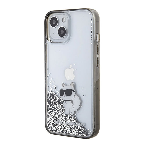 Case for Apple iPhone 15 / 14 / 13, Karl Lagerfeld, Liquid Glitter Choupette, Transparent