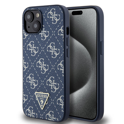 Custodia per Apple iPhone 15, Guess, 4G Triangle Logo, Blu