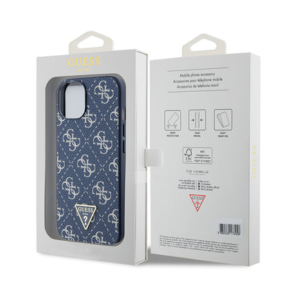 Custodia per Apple iPhone 15, Guess, 4G Triangle Logo, Blu