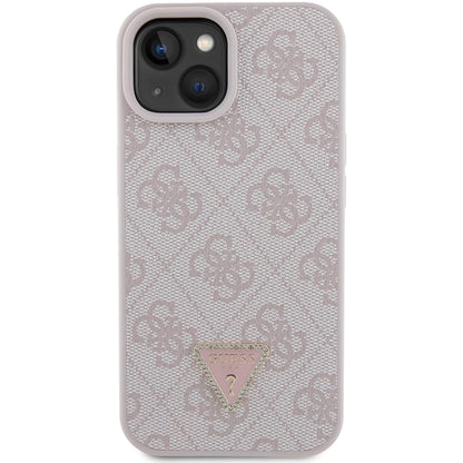 Custodia per Apple iPhone 15, Guess, 4G Triangle Strass, Rosa
