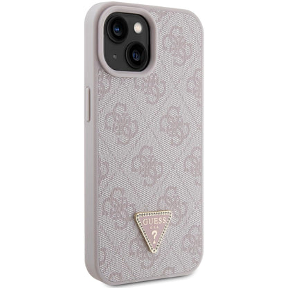 Custodia per Apple iPhone 15, Guess, 4G Triangle Strass, Rosa