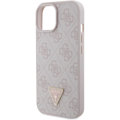 Custodia per Apple iPhone 15, Guess, 4G Triangle Strass, Rosa