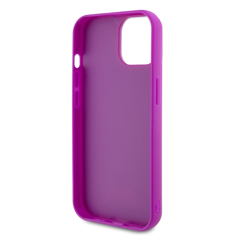 Custodia per Apple iPhone 15, Guess, Disco Metal Script, Fucsia