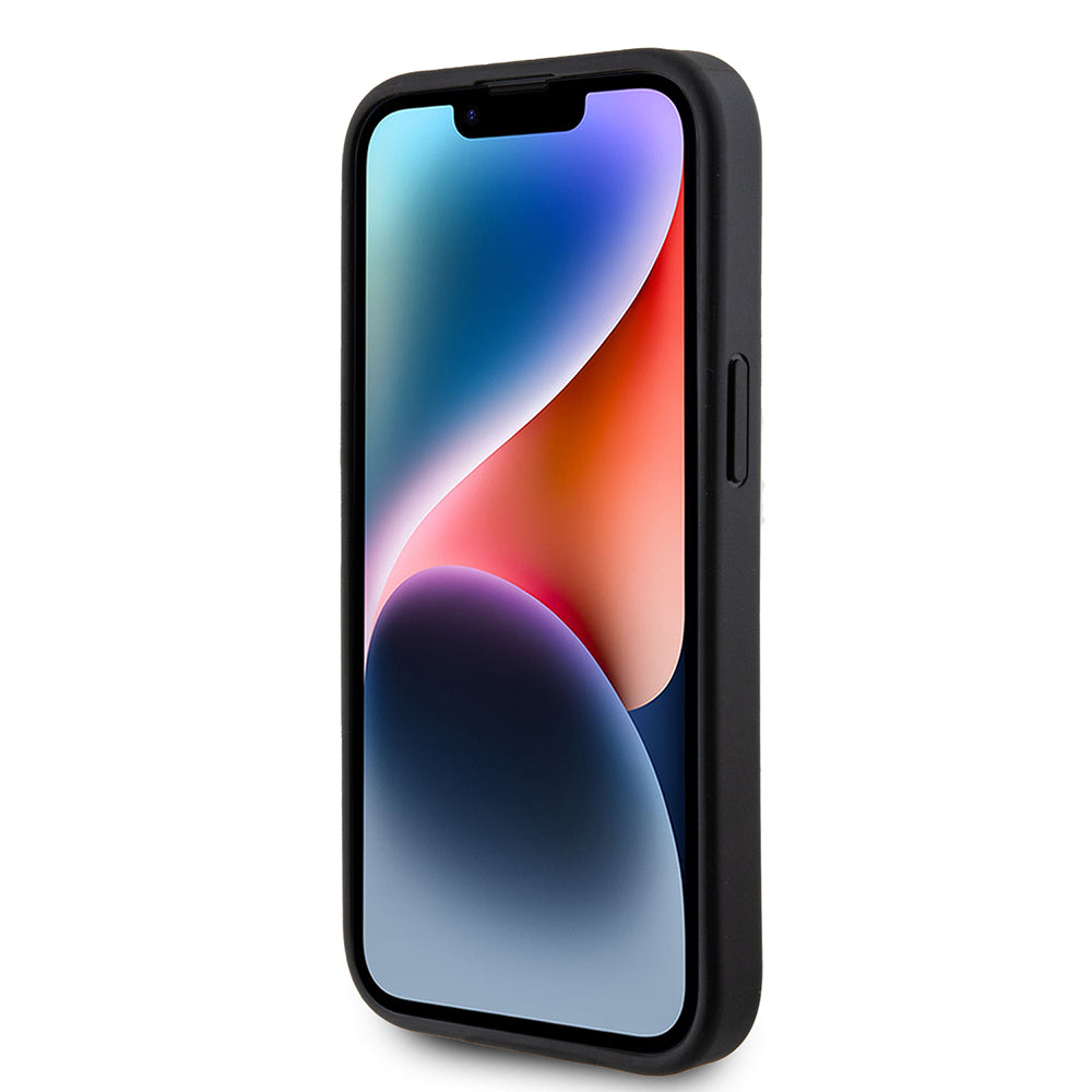 Custodia per Apple iPhone 15, Guess, Glitter Big 4G Script, Nera