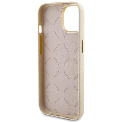 Custodia per Apple iPhone 15, Guess, Glitter Glossy Script, Beige
