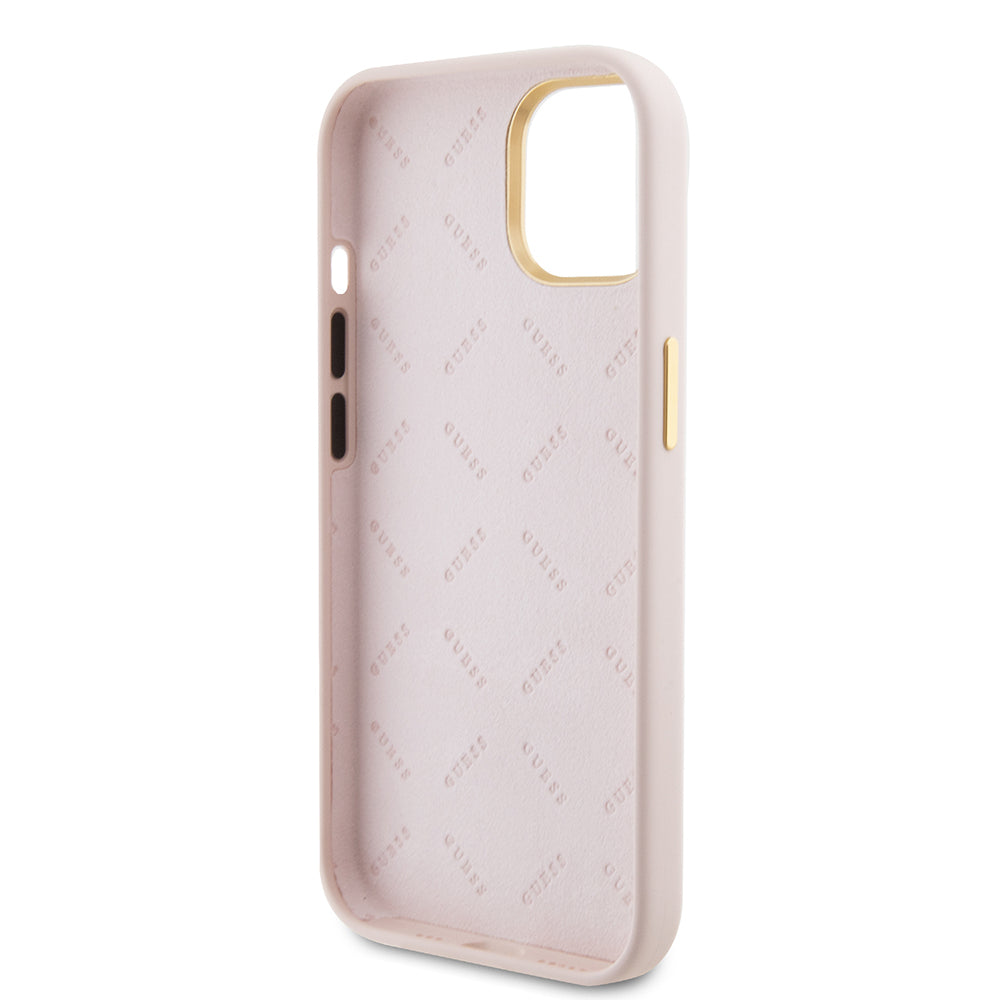 Case for Apple iPhone 15, Guess, Strass 4G Logo, Light Pink