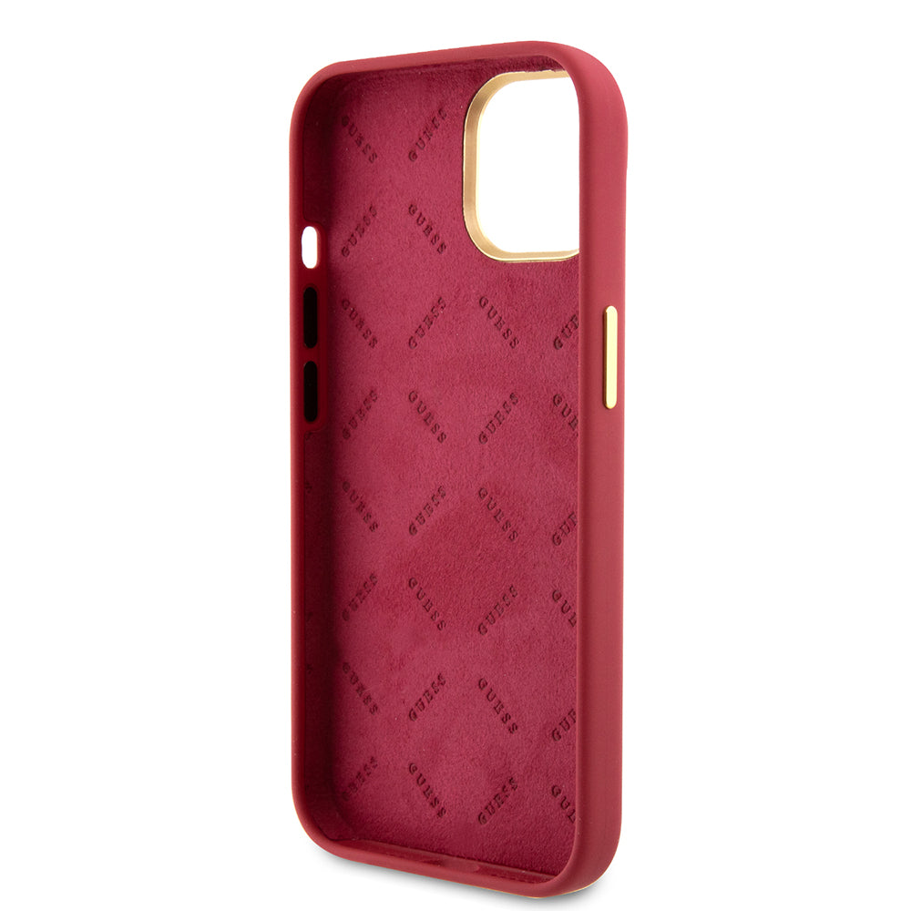 Case for Apple iPhone 15, Guess, Script Metal Logo & Frame, Pink