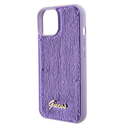 Case for Apple iPhone 15, Guess, Sequin Script Metal, Purple