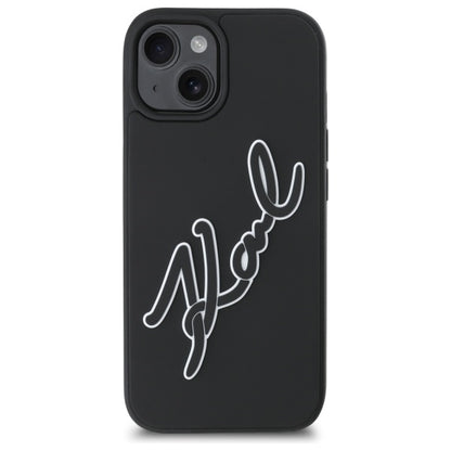 Case for Apple iPhone 15, Karl Lagerfeld, 3D Rubber Signature, Black