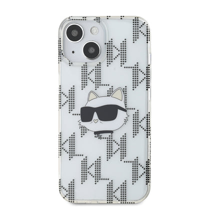 Custodia per Apple iPhone 15, Karl Lagerfeld, IML Electroplated Choupette Head, Trasparente