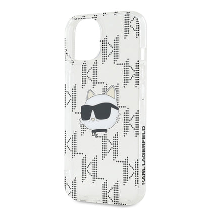 Custodia per Apple iPhone 15, Karl Lagerfeld, IML Electroplated Choupette Head, Trasparente