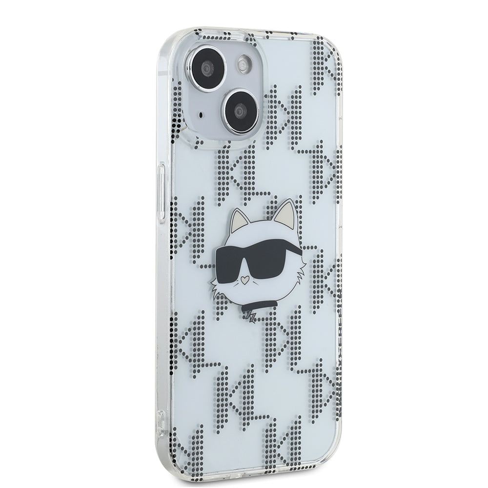 Custodia per Apple iPhone 15, Karl Lagerfeld, IML Electroplated Choupette Head, Trasparente
