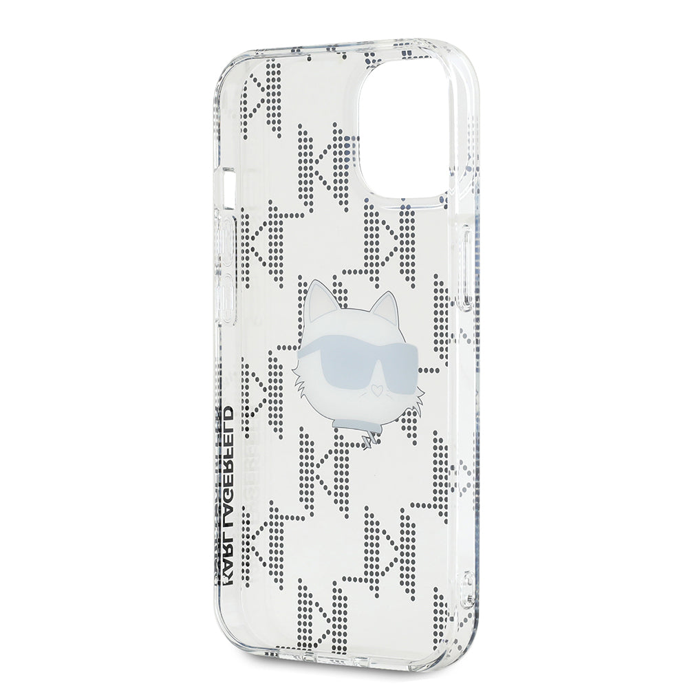 Custodia per Apple iPhone 15, Karl Lagerfeld, IML Electroplated Choupette Head, Trasparente