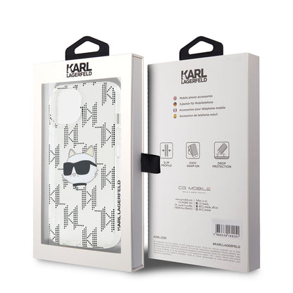 Custodia per Apple iPhone 15, Karl Lagerfeld, IML Electroplated Choupette Head, Trasparente