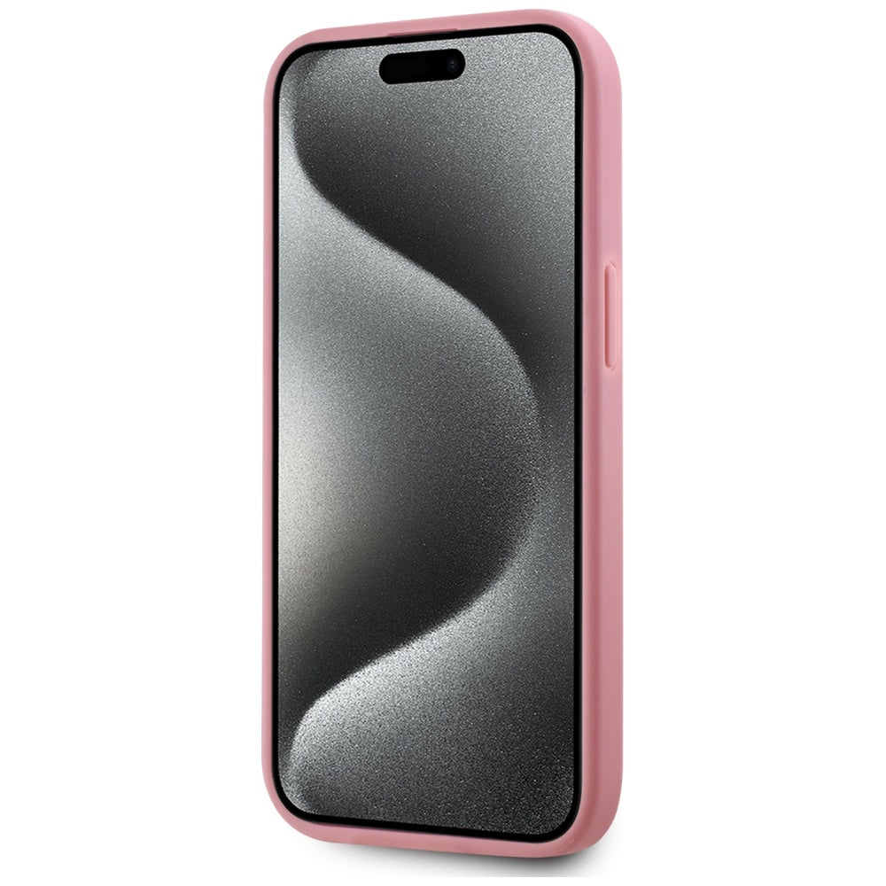 Custodia per Apple iPhone 15, Karl Lagerfeld, Metal Signature, Rosa