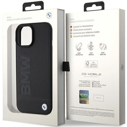 Custodia per Apple iPhone 15 Plus, BMW, Natural Hot Stamp, Nera
