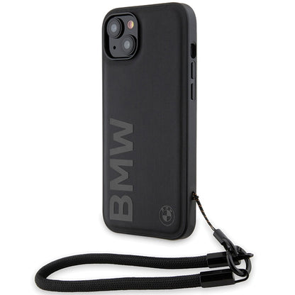 Custodia per Apple iPhone 15 Plus, BMW, Signature Wordmark Cord, Nera
