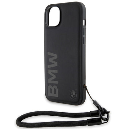 Custodia per Apple iPhone 15 Plus, BMW, Signature Wordmark Cord, Nera