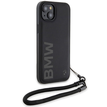Custodia per Apple iPhone 15 Plus, BMW, Signature Wordmark Cord, Nera