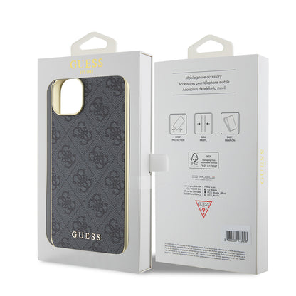 Custodia per Apple iPhone 15 Plus, Guess, 4G Charm, Grigio
