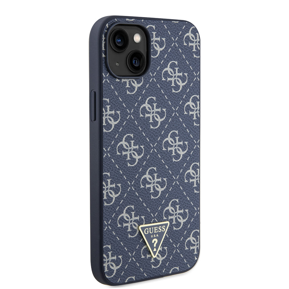 Custodia per Apple iPhone 15 Plus, Guess, 4G Triangle Logo, Blu