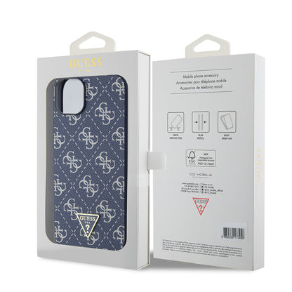 Custodia per Apple iPhone 15 Plus, Guess, 4G Triangle Logo, Blu