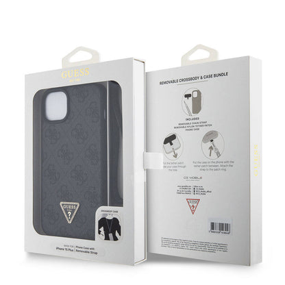 Custodia per Apple iPhone 15 Plus, Guess, Crossbody 4G Metal Logo, Nera