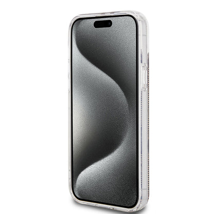 Custodia per Apple iPhone 15 Plus, Guess, IML 4G Gold Stripe, Marrone