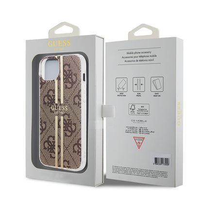 Custodia per Apple iPhone 15 Plus, Guess, IML 4G Gold Stripe, Marrone