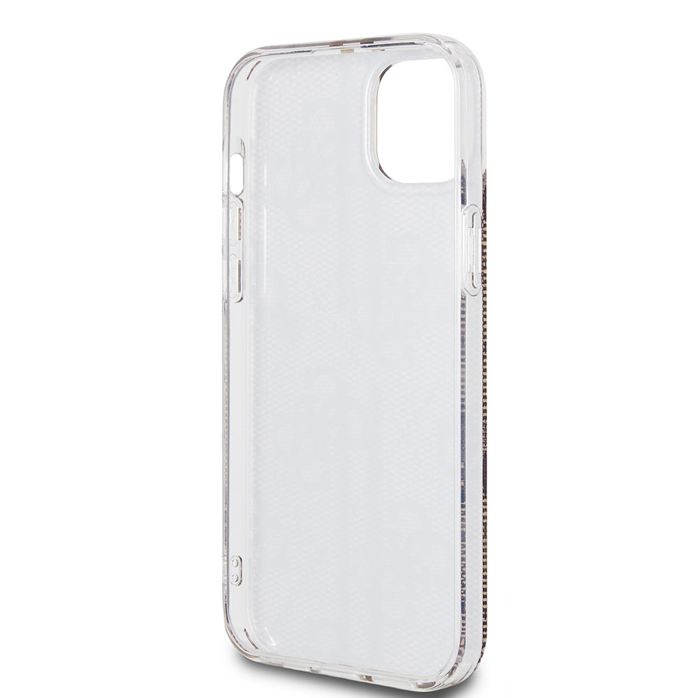 Custodia per Apple iPhone 15 Plus, Guess, IML 4G Gold Stripe, Marrone