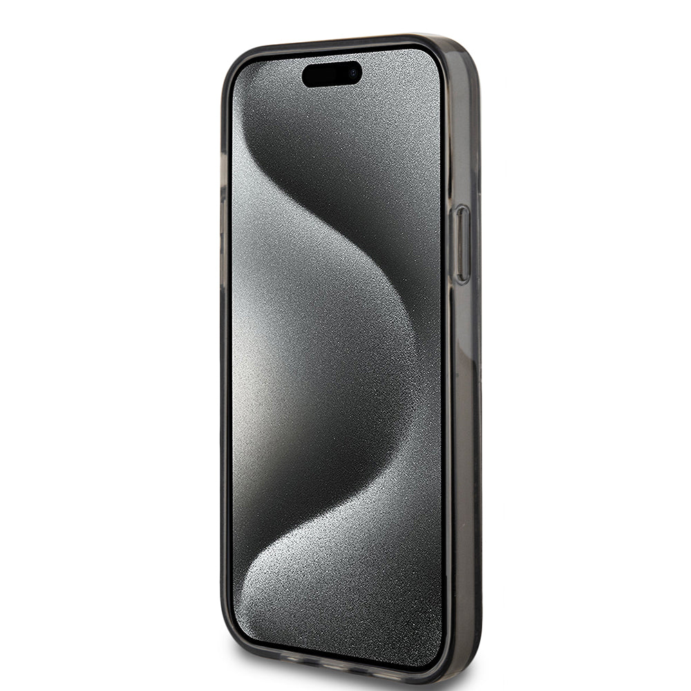 Custodia per Apple iPhone 15 Plus, Guess, Liquid Glitter Gold Stripes, Nera