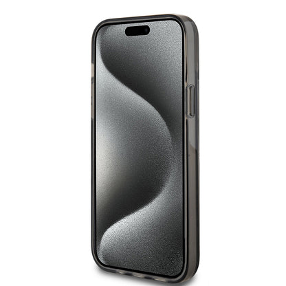 Custodia per Apple iPhone 15 Plus, Guess, Liquid Glitter Gold Stripes, Nera