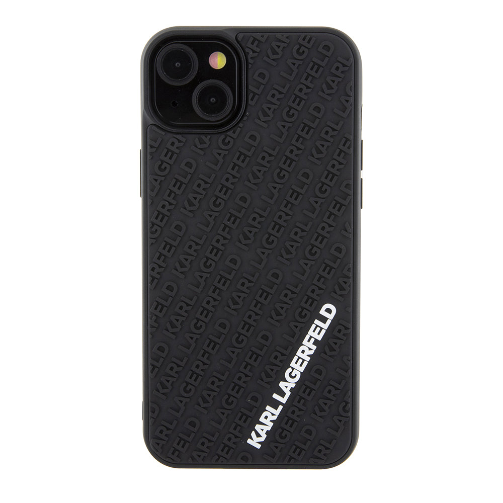 Custodia per Apple iPhone 15 Plus, Karl Lagerfeld, 3D Rubber Multi Logo, Nera