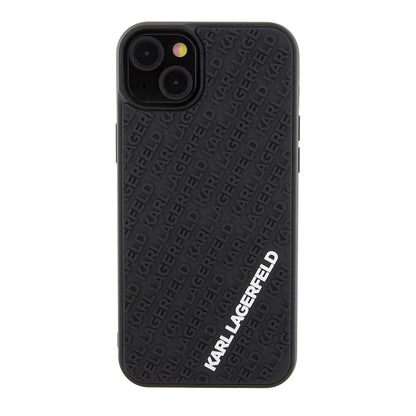 Custodia per Apple iPhone 15 Plus, Karl Lagerfeld, 3D Rubber Multi Logo, Nera
