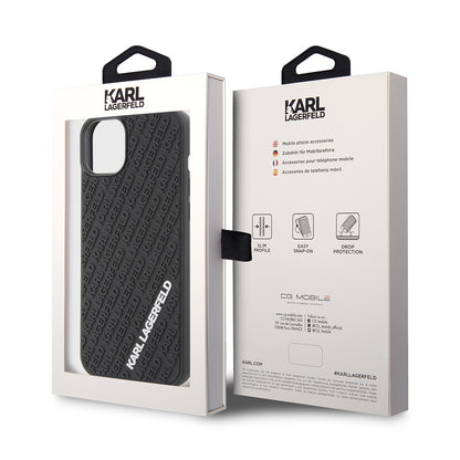 Custodia per Apple iPhone 15 Plus, Karl Lagerfeld, 3D Rubber Multi Logo, Nera