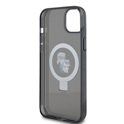 Custodia per Apple iPhone 15 Plus, Karl Lagerfeld, Ringstand Karl & Choupette, Nera