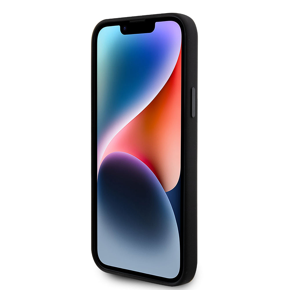 Custodia per Apple iPhone 15 Plus, Karl Lagerfeld, Silicone Choupette Metal, Nera