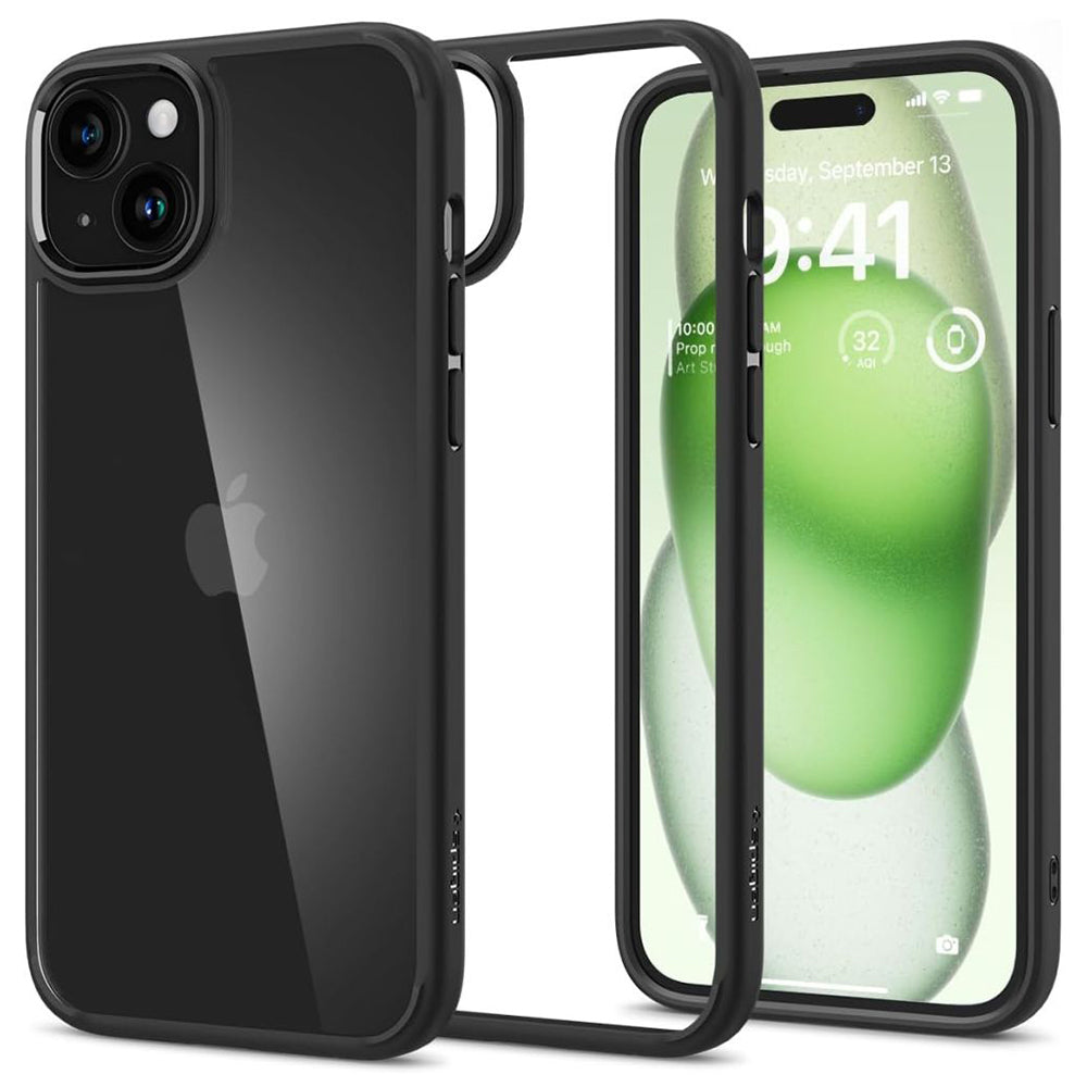 Custodia per Apple iPhone 15 Plus, Spigen, Ultra Hybrid, Nera Opaca