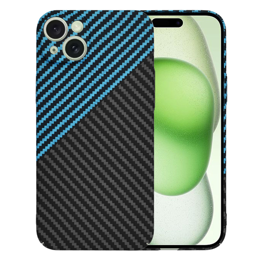 Custodia per Apple iPhone 15 Plus, Techsuit, Carbonite FiberShell, Nero Bleu