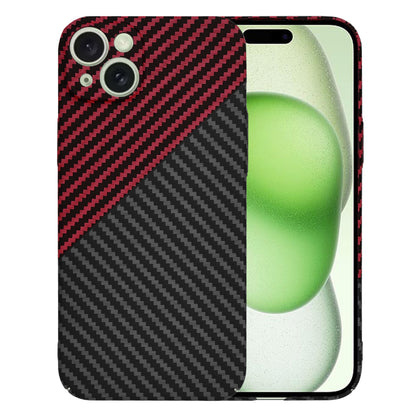 Custodia per Apple iPhone 15 Plus, Techsuit, Carbonite FiberShell, Nero Rosso