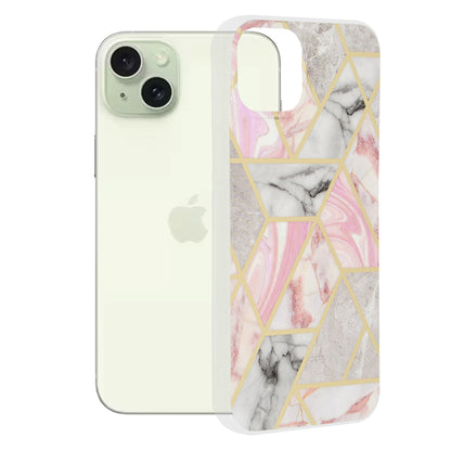 Custodia per Apple iPhone 15 Plus, Techsuit, Marble, Rosa