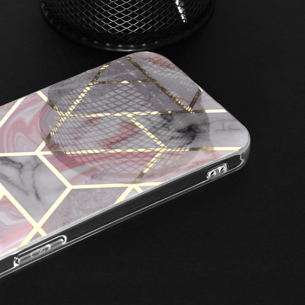 Custodia per Apple iPhone 15 Plus, Techsuit, Marble, Rosa