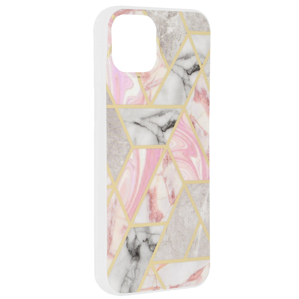 Custodia per Apple iPhone 15 Plus, Techsuit, Marble, Rosa